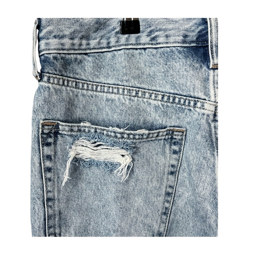 GAP size 8 Petite Blue Loose Bermuda Mid Rise Distressed Denim Shorts - Picture 4 of 8